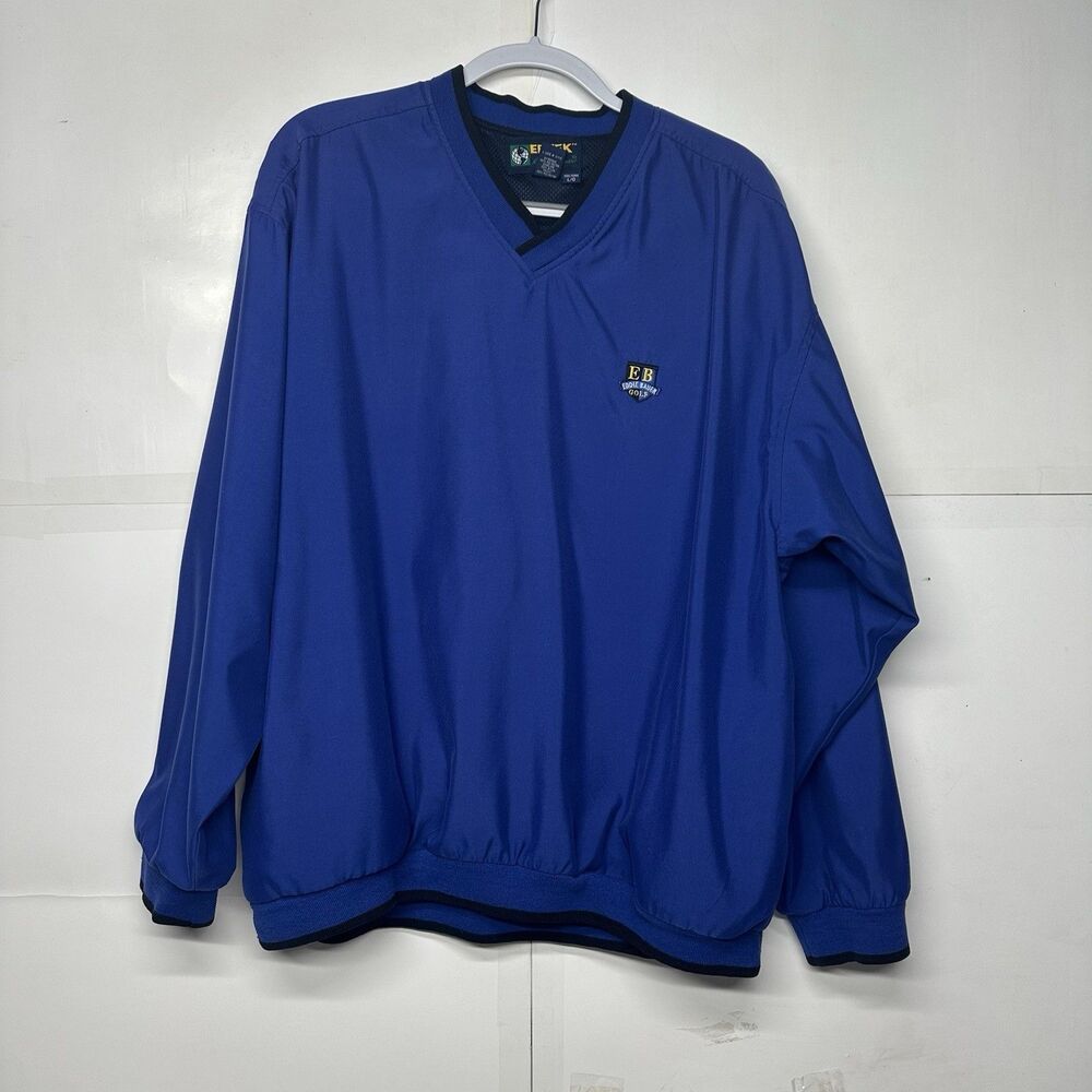 Eddie Bauer Men’s L Blue V-Neck Pullover Golf Windshirt Athletic Jacket